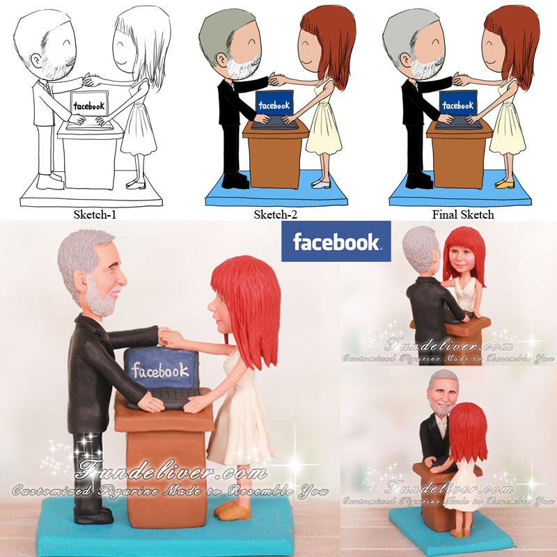 Re-united Through Facebook Wedding Cake Toppers